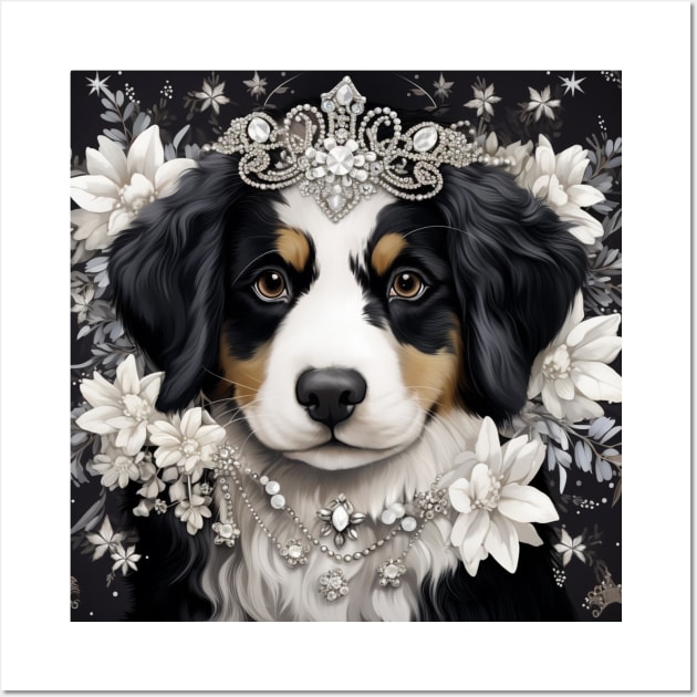 Bernese with flowers Wall Art by Enchanted Reverie